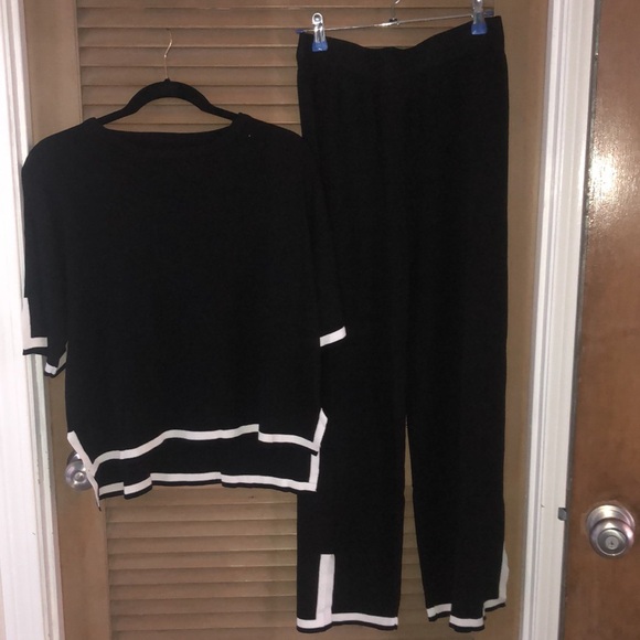 Womens casual solid color knitted half sleeve sweater & pant set size medium - Picture 3 of 11